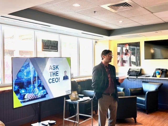 Ask the CEO LLumin CEO holds an "Ask the CEO" segment during a meeting to engage with employees.