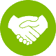 Community Icon Green LLumin hand holding icon, symbolizing community and giving back.