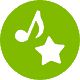 Having Fun Icon Green LLumin music note and star, symbolizing having fun.