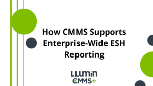 A title card reading “How CMMS Supports Enterprise-Wide ESH Reporting” with the Llumin logo